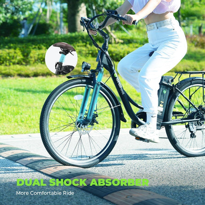 Electric Bike U2, 26" Electric Cruiser Bike 500W Ebike, 20MPH & 55 Miles Electric Bicycle for Adults, Professional 7 Speed and Dual Shock Absorber