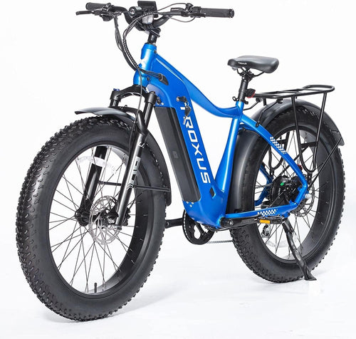 Electric Bike Adult Explorer Step over with 750W Motor, 26"X 4" Fat Tire All-Terrain Ebike (Blue)