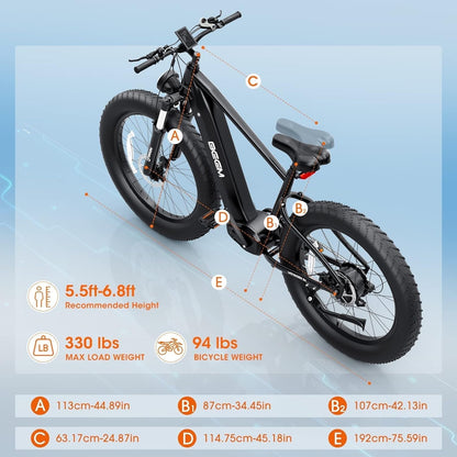 Electric Bike for Adults,750W/1000W/1200W,28Mph Samgsung 48V/15A Removable Battery,30-80Miles Electric Dirt Bike,26'' Fat Tire E-Bikes,Sha Mano 7