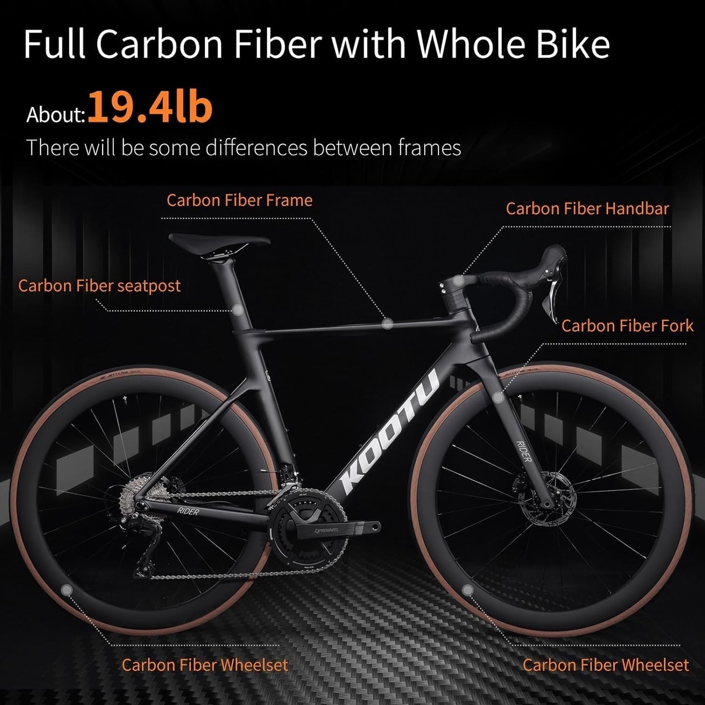 Carbon Road Bike, Full Carbon Fiber Disc Brake Lightweight Racing Bicycle with 105 R7120 24 Speed Groupset and Hydraulic Disc Brake for Adult