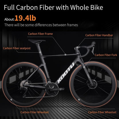 Carbon Road Bike, Full Carbon Fiber Disc Brake Lightweight Racing Bicycle with 105 R7120 24 Speed Groupset and Hydraulic Disc Brake for Adult