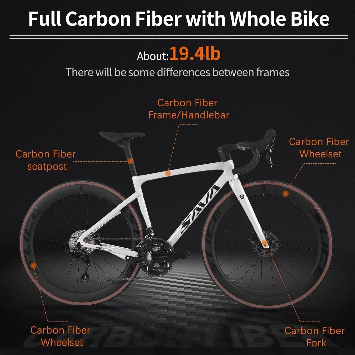 Carbon Road Bike,Lightweight Full Carbon Racing Bicycle with Shimano R7120 24S Shift Groupset and Hydraulic Oil Disc Brake,Dis Brake Bike with Carbon