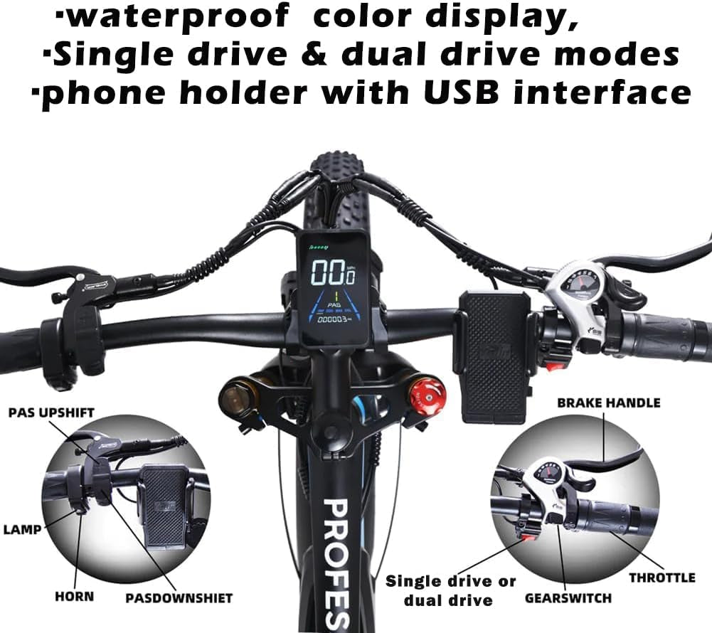 KETELES K800 Pro 2000W Dual Motor Electric Bike 48V 23AH Battery Front and Rear Shock Absorbers 7-Speed, Hydraulic Disc Brake, 26"X4.0" Inch Fat Tires