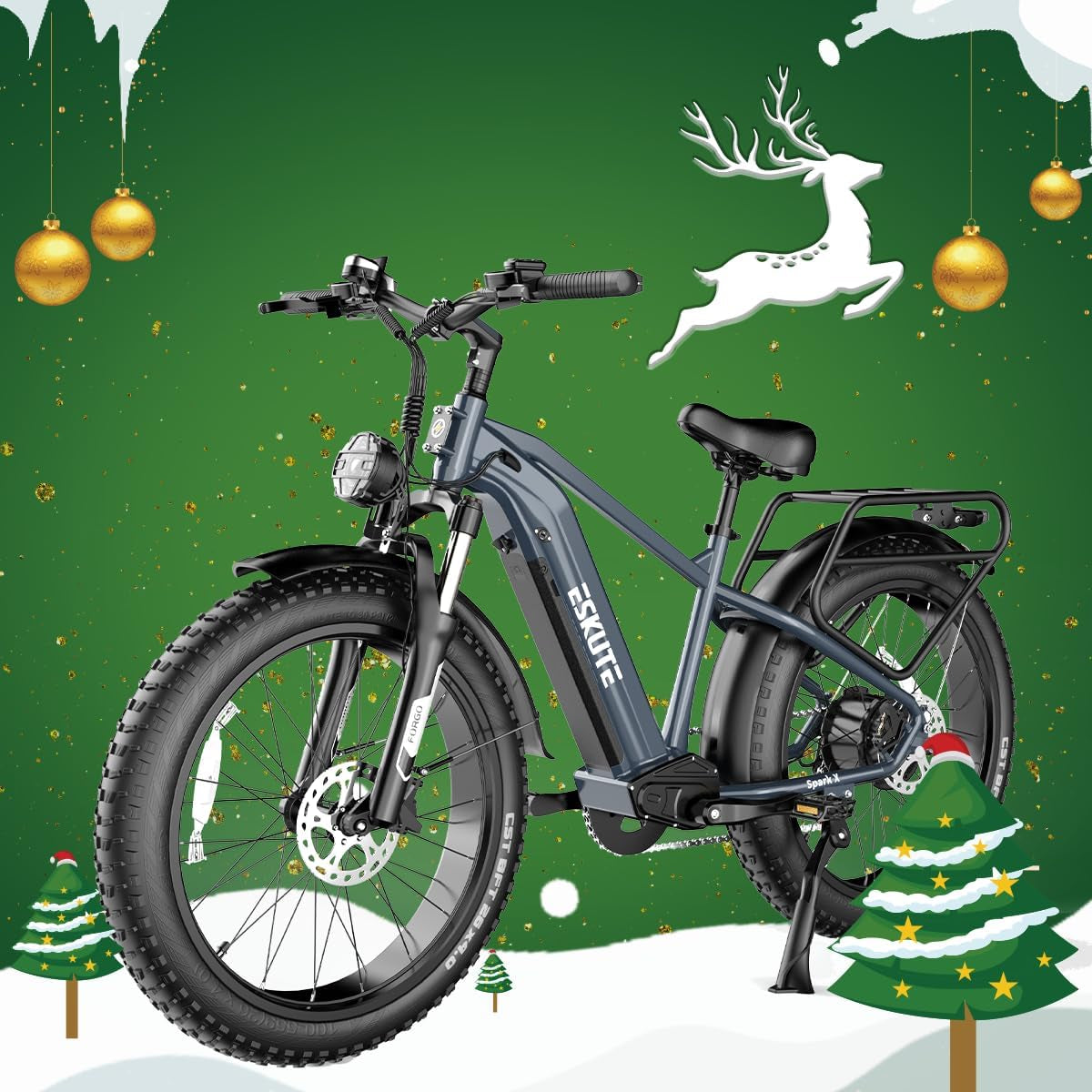 Spark X Electric Bike Fat Tires 26" X 4.0, Dirt Ebike 750W Hub Motor, 48V 20Ah Removable Internal Battery, up to 70 Miles, Max Speed 28 Mph, Electric