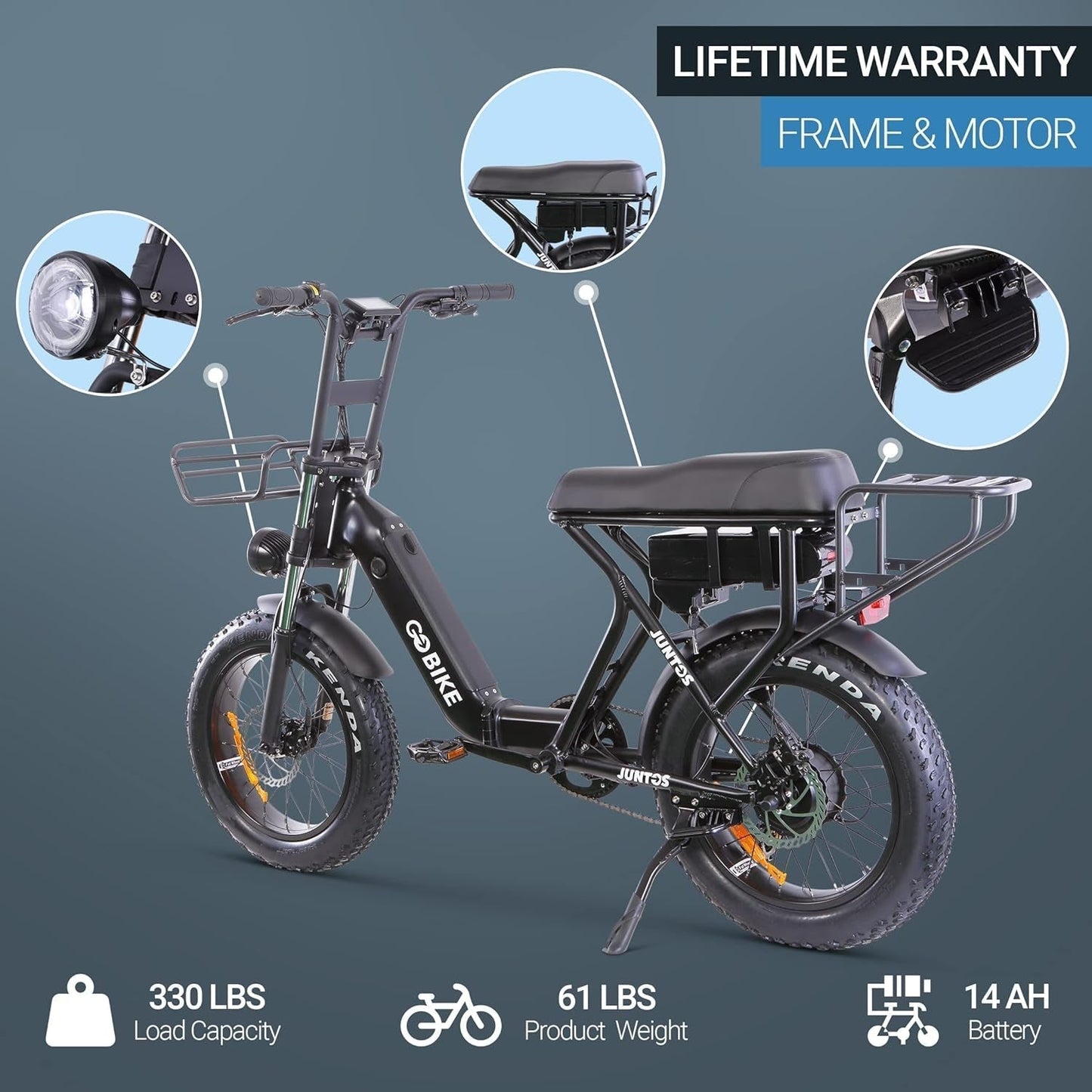 Juntos Electric Bike, Folding Motor Ebikes, Electric Bicycle for Adults, Bicicleta Electrica Para Adultos,Road Bike, 750 W 20 * 4" Fat Tire E Bikes