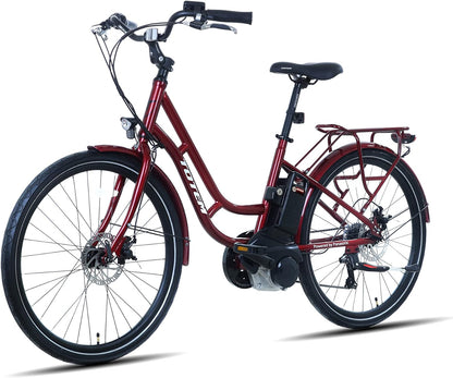 Powered by Panasonic Electric Bike for Adults 26'', Urban Electric Bicycle with 250W Removable Panasonic 25.2V 16Ah Lithium Battery, City Electric