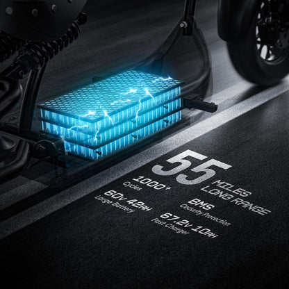 M1P Pro 4000W 49Mph Electric Motorcycle, 60V 42Ah Battery, 55 Miles Range, Dual Suspension Stylish, Commuting Solution Electric Motorcycle for Adults