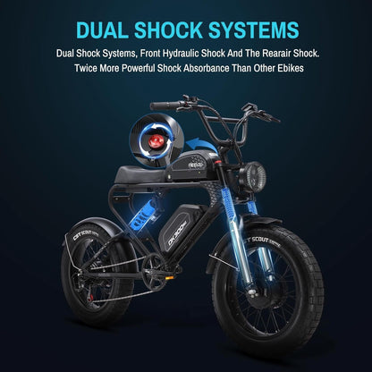 MEELOD Electric Bike Fat Tire Electric Bike Equipped with 1200W/2400W Dual Motor/Single Motor and 48V/40Ah or 48V/30Ah Dual Batteries 35Mph Electric