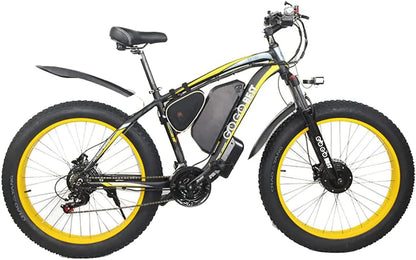 26" Fat Tire Electric Bike GF700,1000W Dual Motor 48V 17.5AH Electric Mountain Bike 31 MPH Dirt Ebike for Adults Shimano 7-Speed 3 Riding Modes