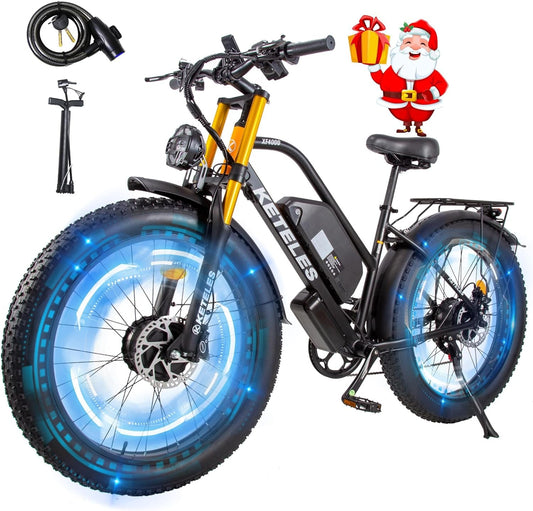 KETELES 2000W Electric-Bike Dual-Motor-Ebike-Adults-Men - 26" Fat Tire Electric-Bicycles 48V 23AH Removable Battery 35 MPH, Hydraulic Disc Brake for
