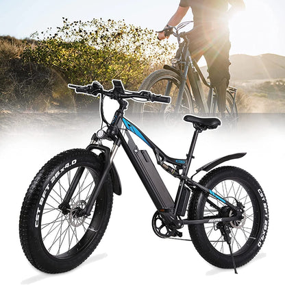 Electric Bike, Adults Electric Bicycle 20" X 4.0" Fat Tire E-Bike 1000W 48V 17Ah Removable Battery 7 Speed Gears Ebike Mountain Snow Beach City