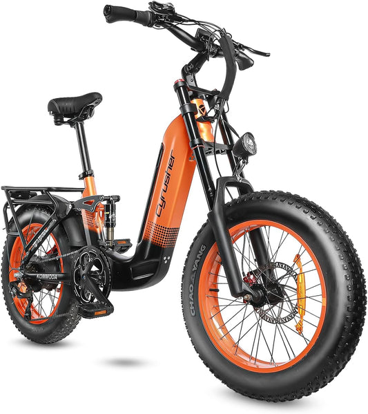 Kommoda 20Inch Aluminum Electric Bike, 750W Motor, 26Mph Max Speed, 48V 14Ah Battery, Full Suspension, Dual Disc Brakes, 4.0Inch Fat Tires,