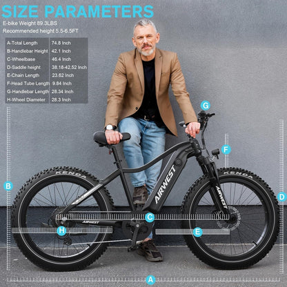 Electric Bike, 750W Bafang Motor 28MPH Ebikes for Adult, 26" Fat Tire Electric Bicycle with Removable 48V 15Ah LG Battery & Fast Charger, Shimano