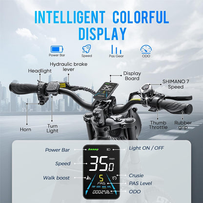 Romeo Electric Bike for Adults,1000W 60Ah 26 ''Fat Tire Electric Bike,120+ Miles Long Range Full Suspension Dual Hydraulic Brakes Mountain Bike for