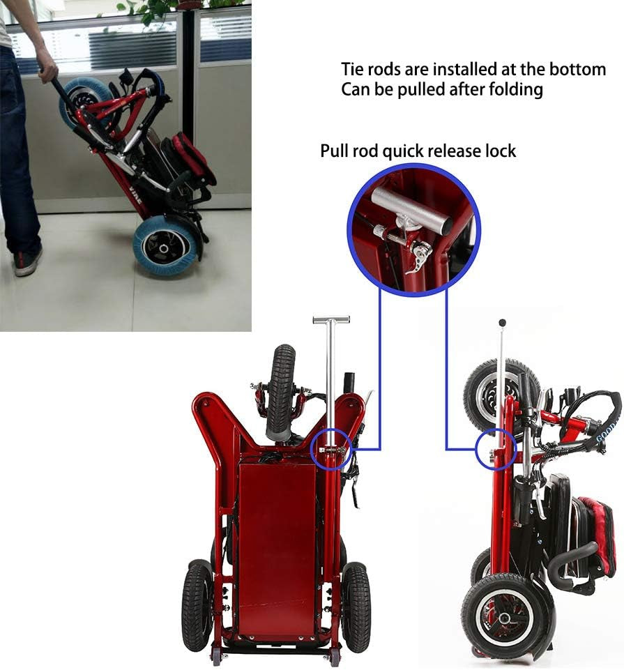 Folding Electric Three-Wheel Mobility Scooter Portable Electric Tricycle Power Scooter for Adults/Elderly/Disabled Long Range Driving and Travel