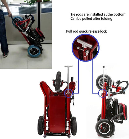 Folding Electric Three-Wheel Mobility Scooter Portable Electric Tricycle Power Scooter for Adults/Elderly/Disabled Long Range Driving and Travel
