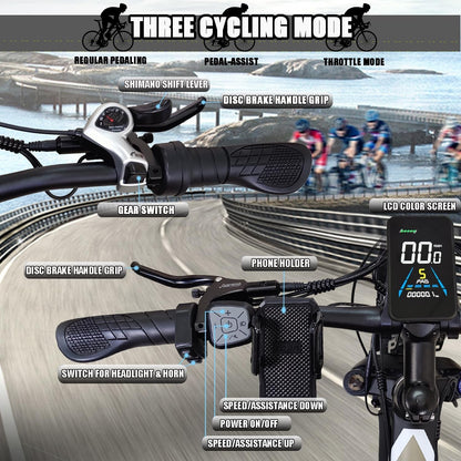 Smlro V3 plus Electric Bicycle 2000W Dual Motor Ebike 48V 22.4Ah Mountain Snow E Bike 35MPH Electric Bicycle 26" Fat Tire 7 Speed MTB for Trail Riding
