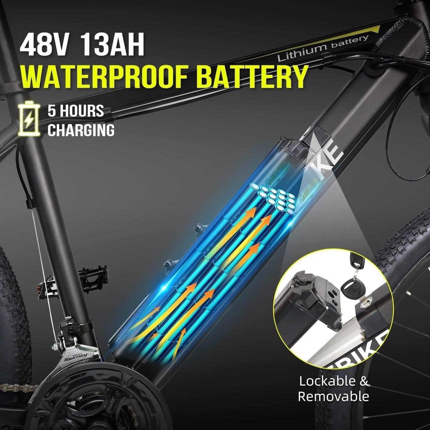 Electric Bike for Adult 750W Electric Mountain Bike 48V 13AH Removable Battery Ebike with Suspension Fork Aluminium Frame, Professional 21-Speed Gears