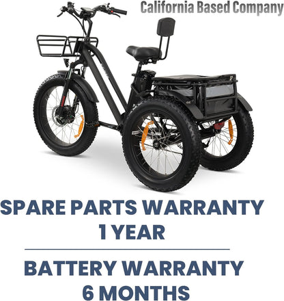 Electric Trike for Adults, 3 Wheel Motorized Bicycle with Big Wheels, Long Range Adult Tricycle up to 40 Miles, Foldable Three Wheel Bikes, 750W Motor