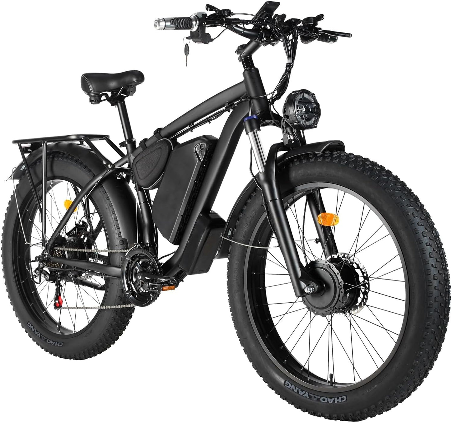 2000W Dual Motor Smlro Electric Bike for Adults, Fat Tire Mountain Ebike, 35 MPH 48V 22.4AH AWD Ebikes, 21-Speed E-Bike/E Bikes, Country Adult