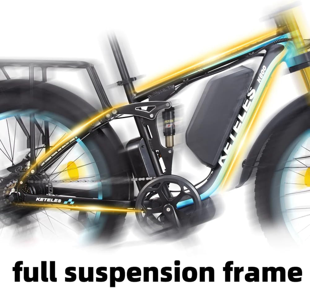 KETELES K800 Pro 2000W Dual Motor Electric Bike 48V 23AH Battery Front and Rear Shock Absorbers 7-Speed, Hydraulic Disc Brake, 26"X4.0" Inch Fat Tires