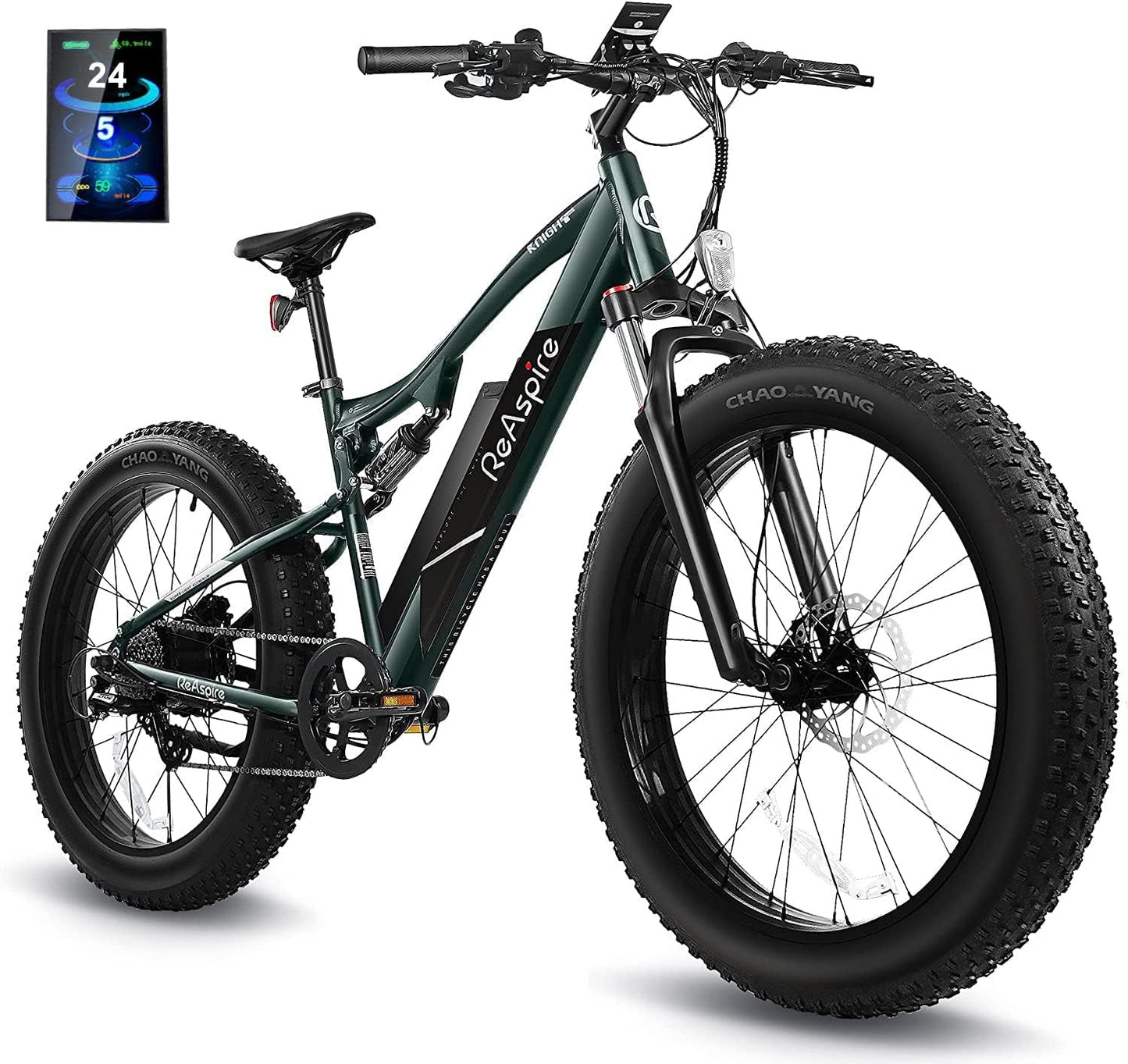 Electric Bike for Adults 28MPH Full Suspension Ebike 750W BAFANG Motor Electric Bicycles 48V 14Ah Samsung Cells Battery 4.0 LCD Display 26'' Fat Tire