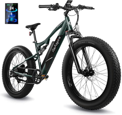 Electric Bike for Adults 28MPH Full Suspension Ebike 750W BAFANG Motor Electric Bicycles 48V 14Ah Samsung Cells Battery 4.0 LCD Display 26'' Fat Tire