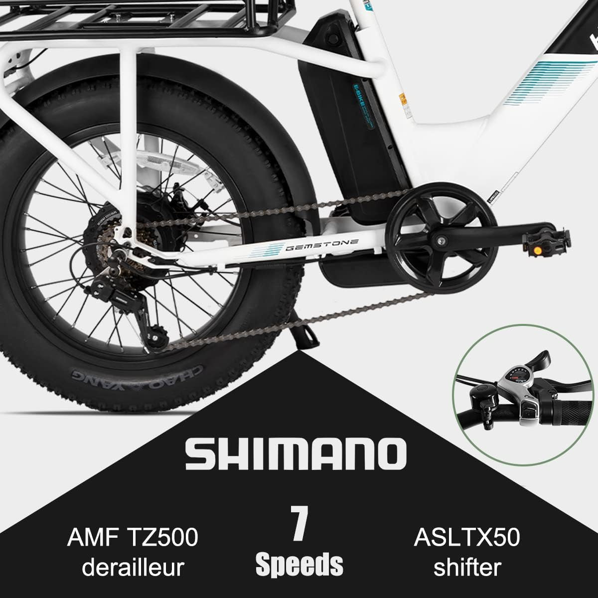 Adults Electric Bike Cargo, 750W 48V Brushless Motor E Bikes, 20 Inches 4.0 Fat Tire Aluminum Alloy Frame Suspension Fork Electric Bicycle with Racks