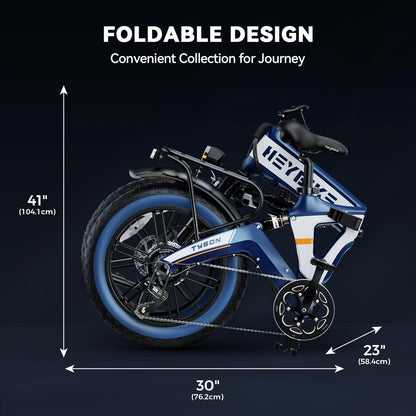 Tyson Folding Electric Bike for Adults, [Unibody Magnesium Alloy] 750W (Peak 1200W) 28MPH 20'' Fat Tire Ebike with 48V 15Ah Removable Battery,