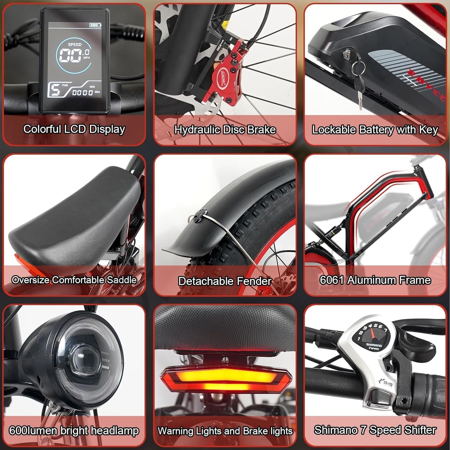 Adults Electric Bike, AWD Dual Motor 1500W/Peak 2000W, 48V 23Ah Electric Bicycle up to 35Mph&87Miles, 26''*4.0 Fat Tire Pedal Assist All Terrain