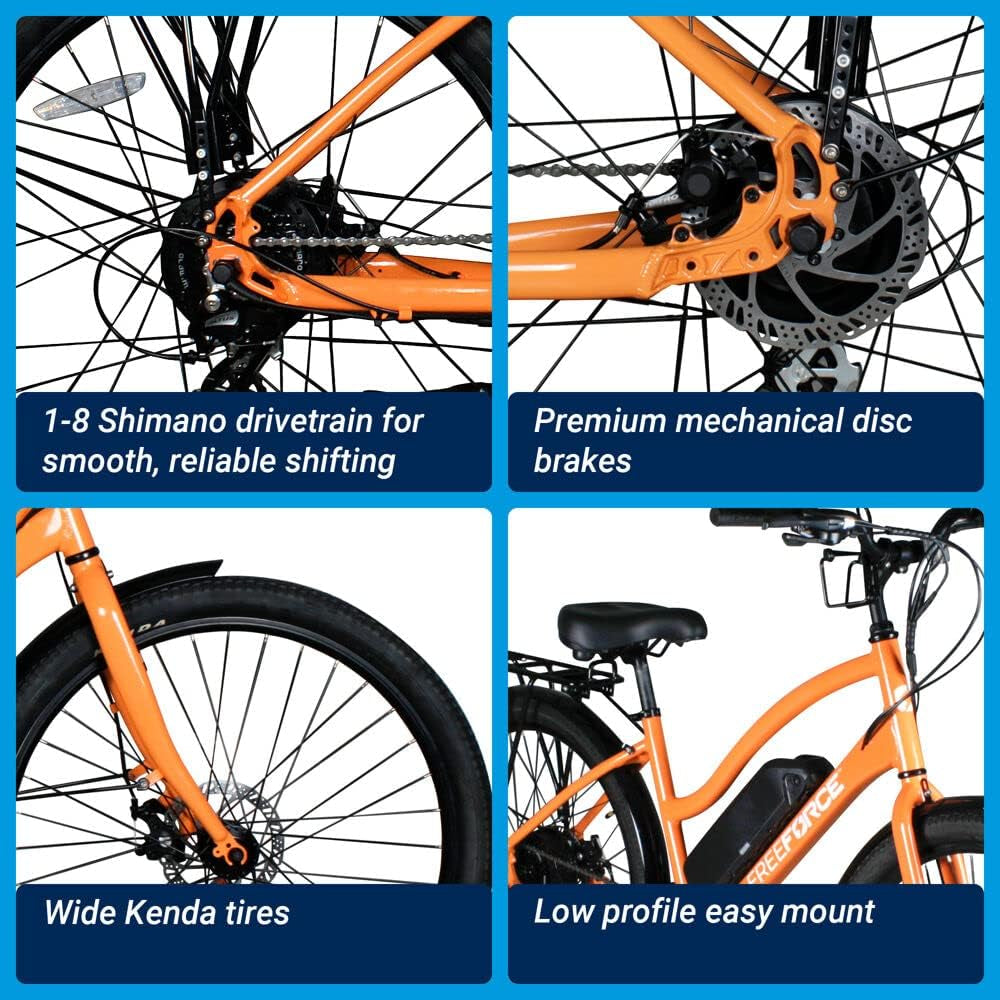Electric Bike for Adults, Lightweight Ebike with 375W Bafang Motor, Kenda Tires, Shimano Drivetrain, 8 Gears, Throttle, Pedal Assist