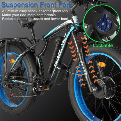 SMLRO XDC600 Dual Motors 22.4AH 2000W 26" Fat Tire Electric Bike 35MPH, Mountain E-Bike Electric Bicycle Ebikes for Adults