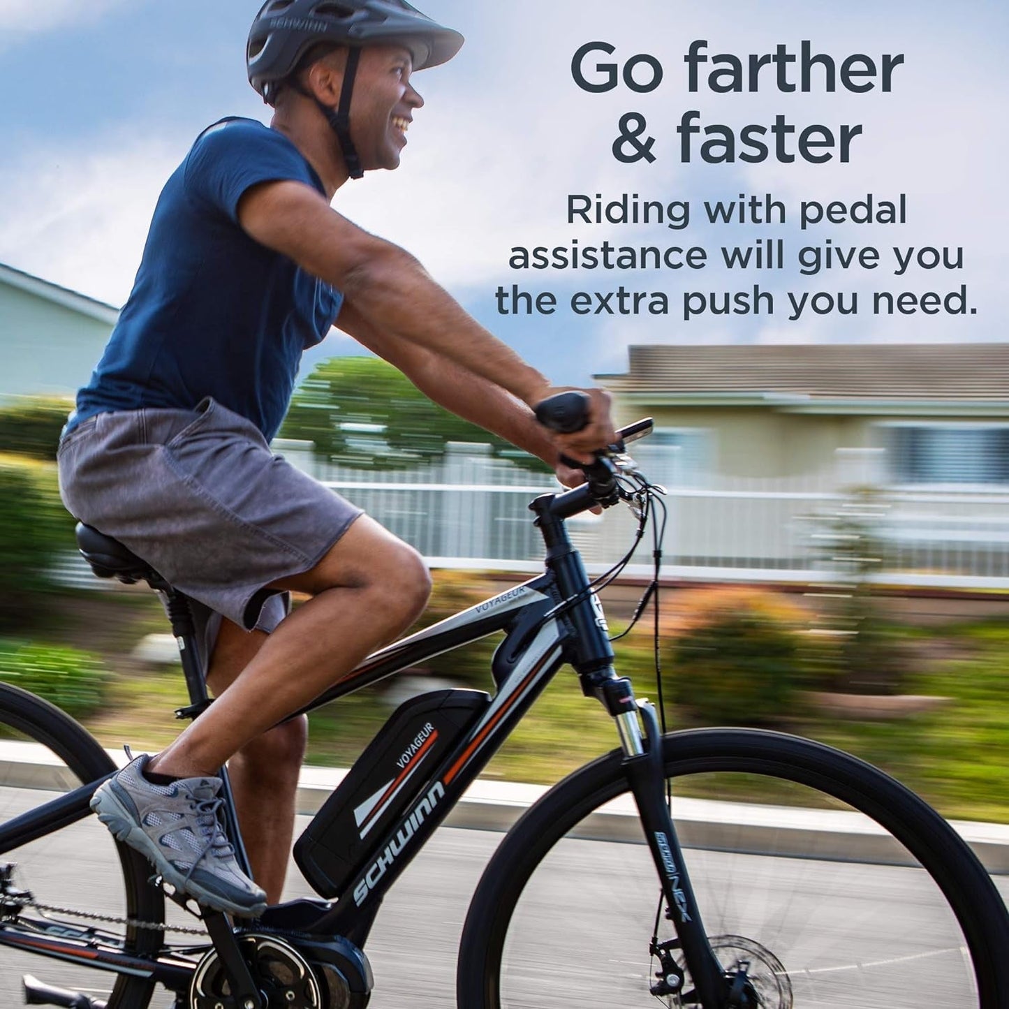 Voyageur Electric Bike, Mid-Drive, Large Step-Through Frame, Dark Blue