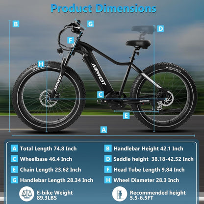 Electric Bike for Adults 750W Bafang Motor 28MPH Ebike with Removable 48V 15Ah LG Battery up to 50 Miles 26" Fat Tire Electric Mountain Bike Shimano 7