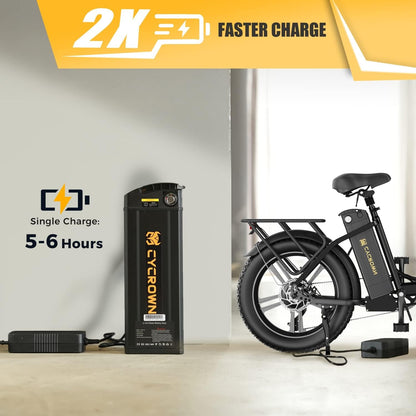 Cycfree Electric Bike for Adults up to 25MPH, 48V 20Ah Removable Battery Foldable Ebike with 750W Motor, 75 Miles Folding Ebikes for Adults 20" X 4.0"