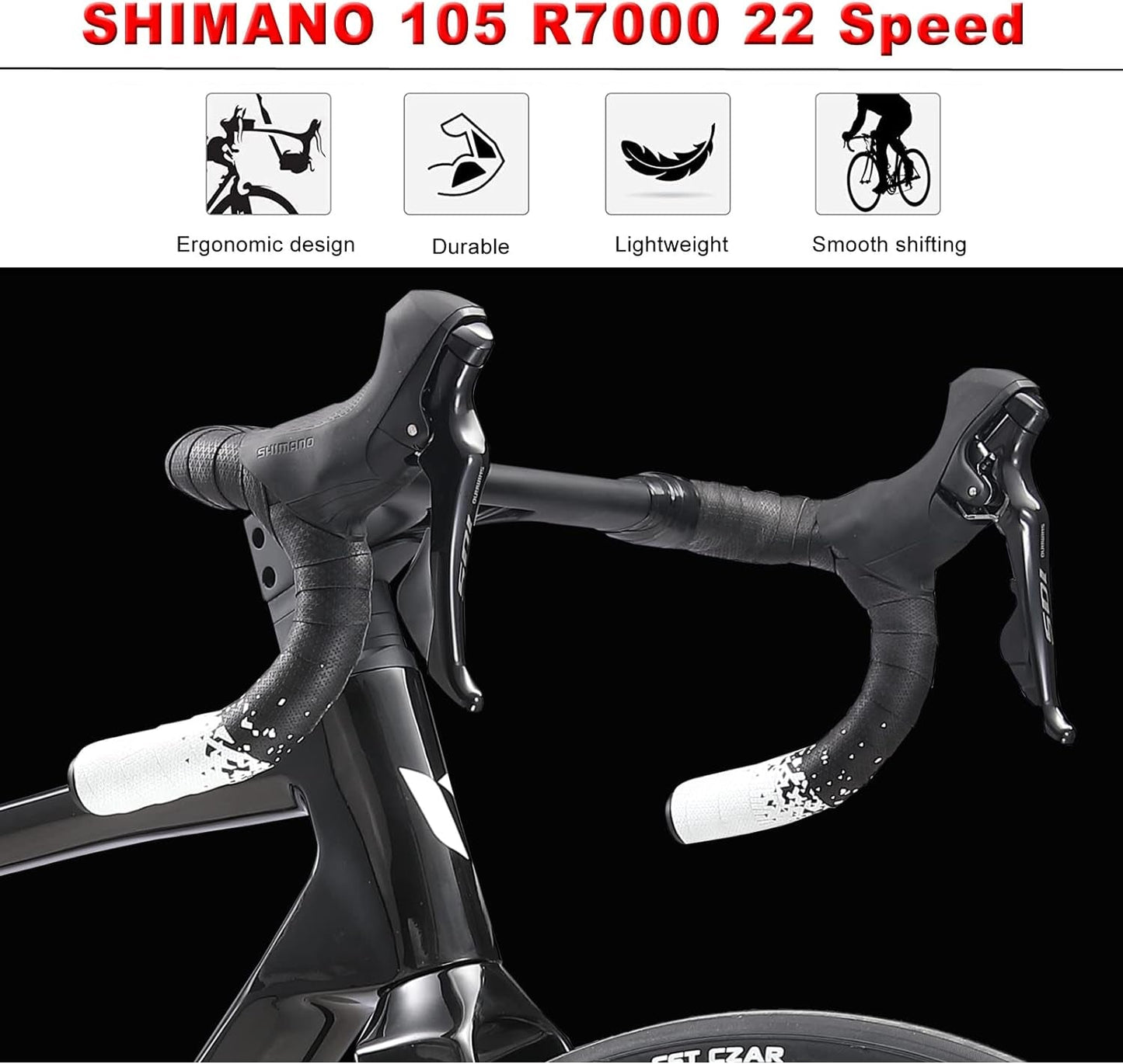 Full Carbon Road Bike,  700C Carbon Fiber Frame Road Bike with Shimano 105 22 Speed Disc Brake Racing Bicycle with Carbon Wheelset