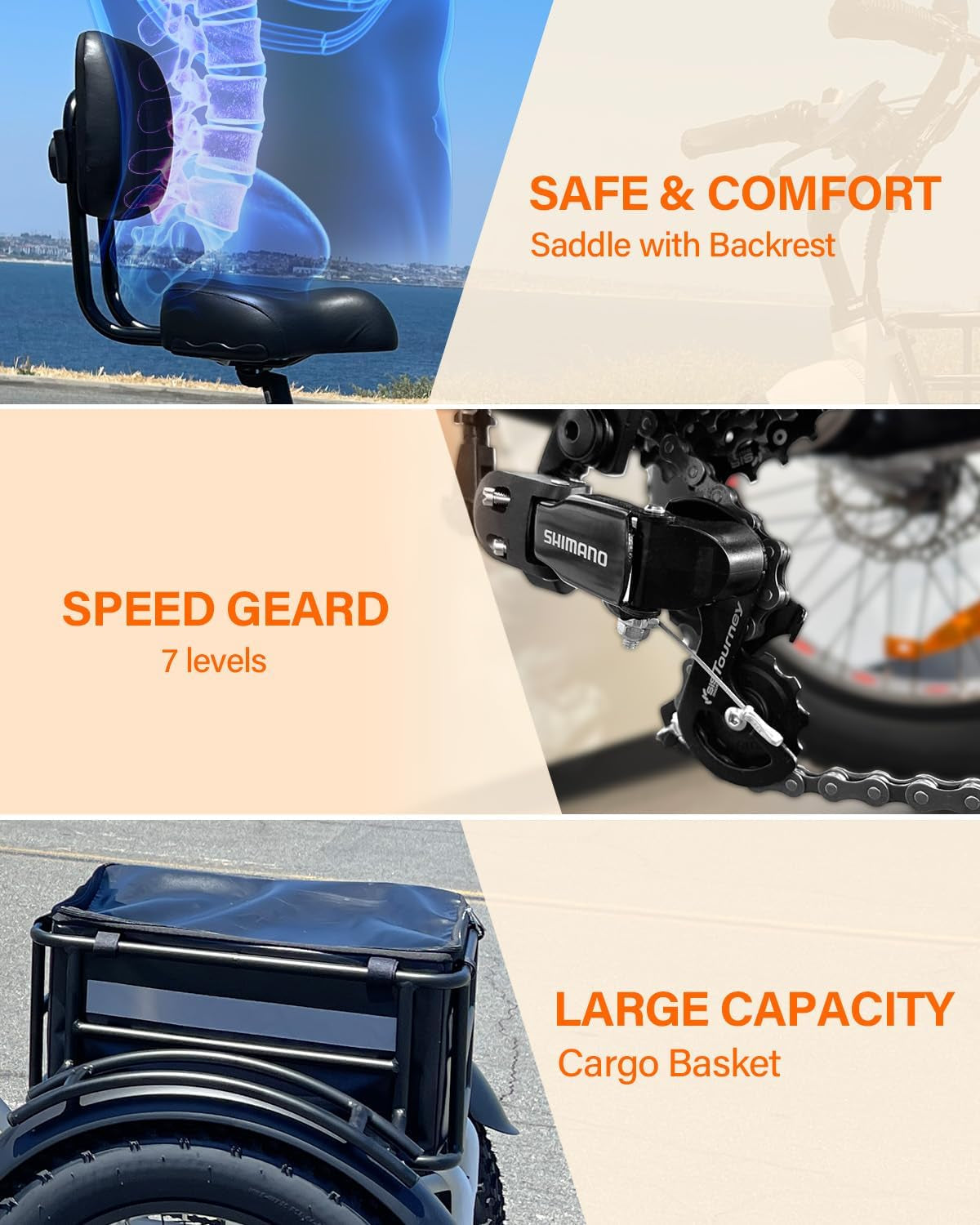 Electric Tricycle for Adults,  48V/10.4Ah Electric Trike with 500W Motor, Removable Battery, Bike Basket, for Sand Road, City Road, Gravel Road, Snowy