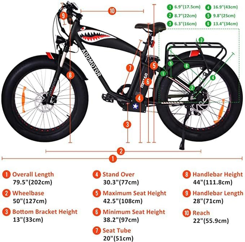 M-5500 Electric Bike for Men 26" Fat Tire E-Bike E Mountain Bikes Adults Electric, 1250W Motor 48V 17.5Ah Removable Battery, Hydraulic Disc Brakes, 7