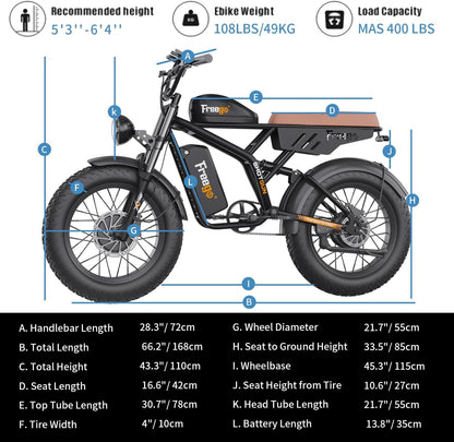 Electric Bike for Adults, Dual Motor & Dual Battery, 2000W/48V/40Ah/55Ah, 20"X4.0" Fat Tires off Road Electric Bicycle with Removable Battery,