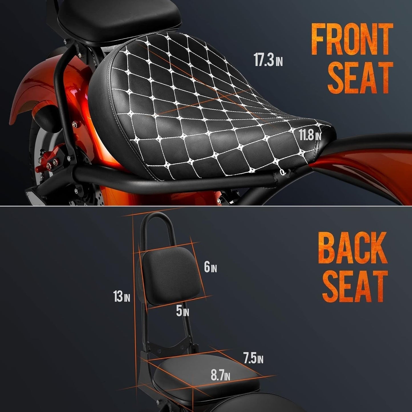 Electric Motorcycle M1 2-Seater, 37Mph, 2000W, 40+Miles Range, 60V 30Ah Battery, Full Suspension, Dual Hydraulic Brakes for Adult Riders, Street Legal