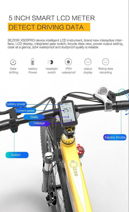 Electric Bike X500Pro for Adults, Foldable 26" X 1.95 Rubber Tire Electric Bicycle, 500W Motor 48V 10.4Ah Removable Battery, 20MPH Electric Mountain