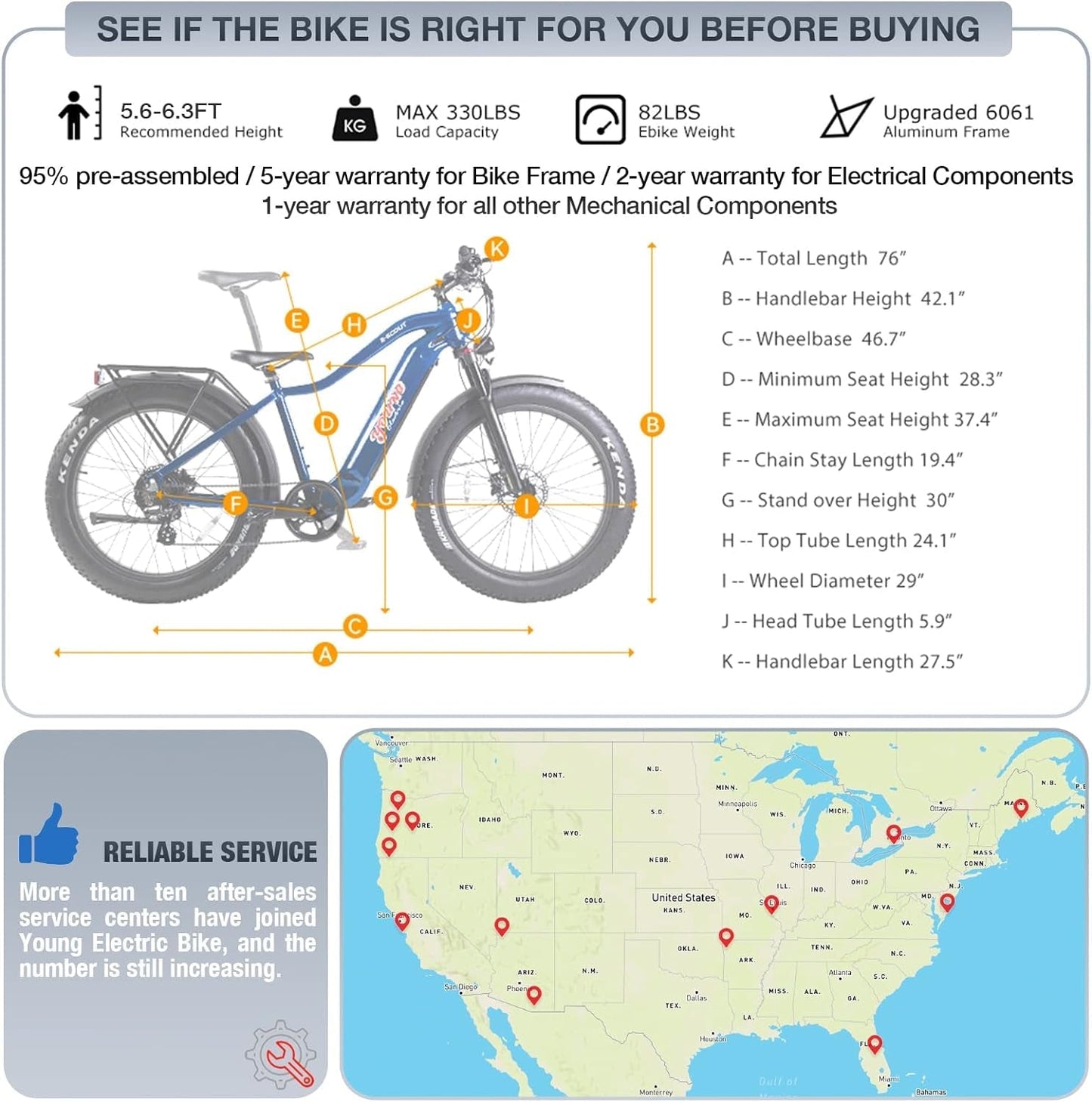 Young Electric Bike E-Scout, 750W Motor 48V 15Ah Battery up to 60 Miles 28MPH, 26''X4.0'' Fat Tire Mountain Snow Beach Off-Road Adult Ebike