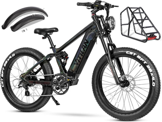 T7 Electric Bike for Adults Fat Tire Ebike 750W BAFANG Motor 20AH Removable Sam-Sung Battery 26 Inch Mountain 28MPH Electric Bicycle Full Suspension