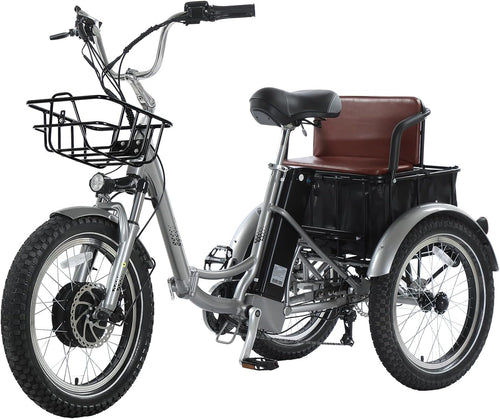 Electric Tricycle for Adults, 500W 48V Removable Battery Electric Trike Motorized 20" Fat Tire Three Wheel Electric Bicycle, 7 Speeds 3 Wheels Adult