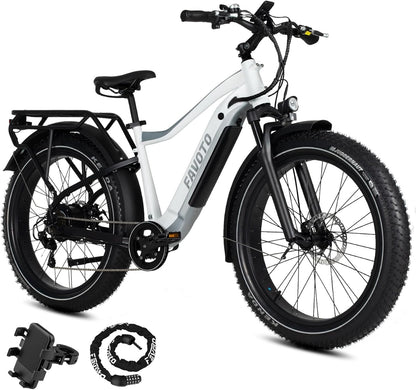 Electric Bike for Adults - Step-Thru 26″ Fat Tire Ebike 48V/14Ah 750W 60Miles Range 20Mph Off-Road Class2 Electric Bicycle | 5 PAS 7 Speed LCD Display
