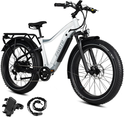 Electric Bike for Adults - Step-Thru 26″ Fat Tire Ebike 48V/14Ah 750W 60Miles Range 20Mph Off-Road Class2 Electric Bicycle | 5 PAS 7 Speed LCD Display