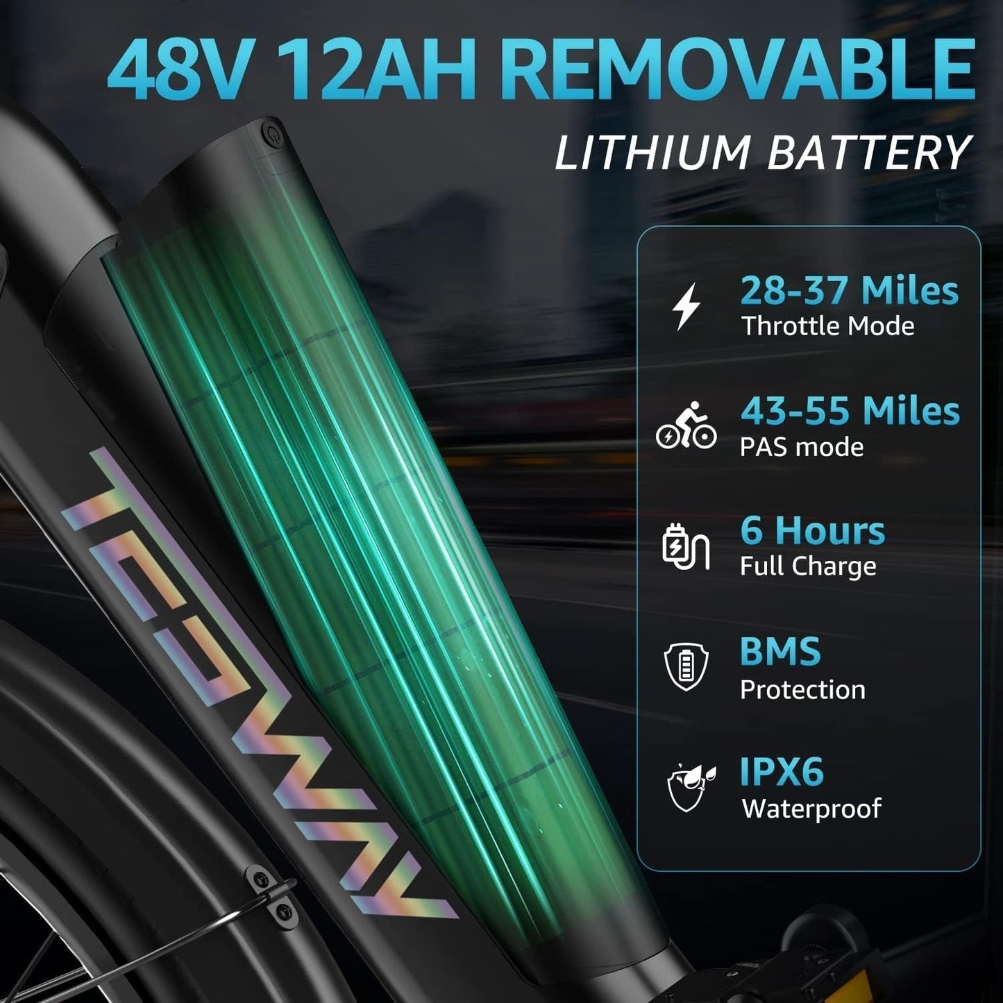 TESWAY 27.5" Electric Bike【Bafang MOTOR】500W/750W Powerful PAS Assisted Ebike【Upgraded ADJUSTABLE STEM】48V 12AH Long Range Ultimate Commuter E-Bike,