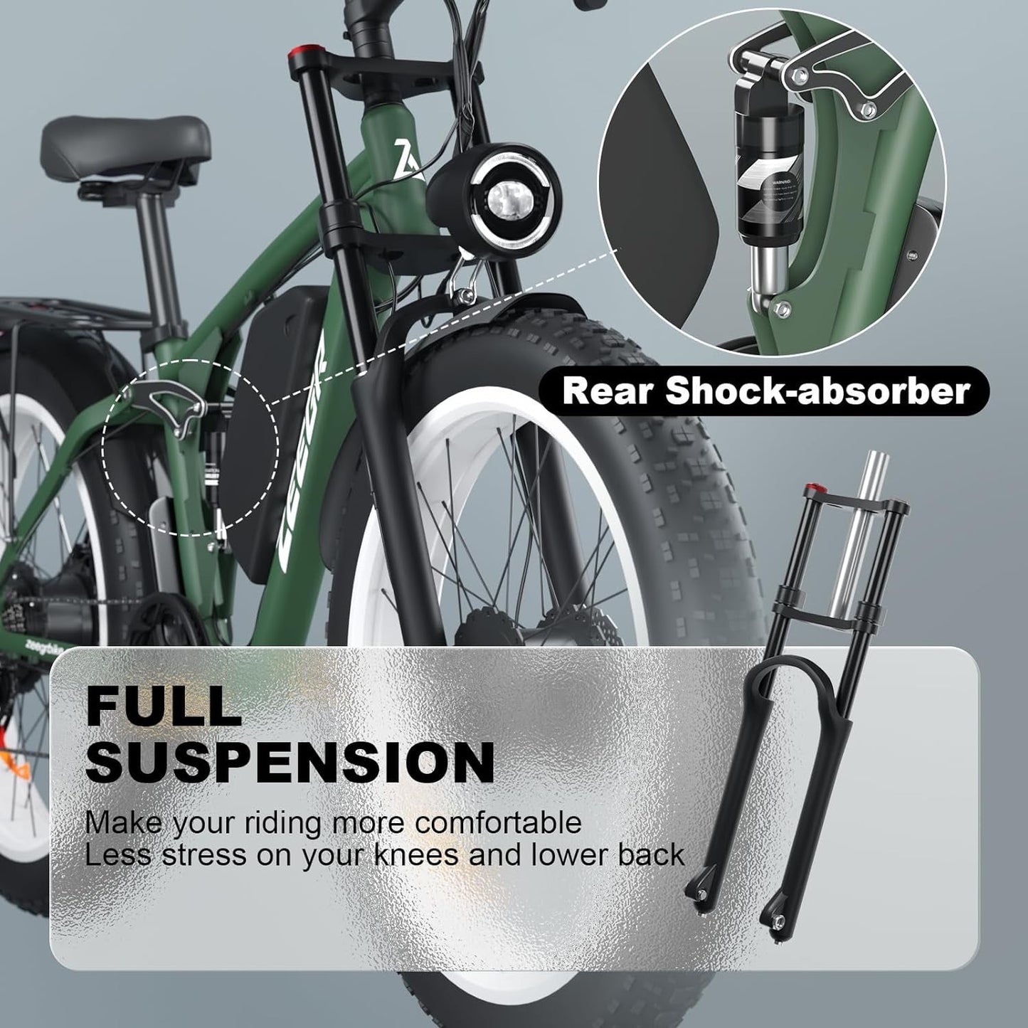 Electric Bike, Dual Motor AWD 2000W Ebike 35MPH Adult Electric Bicycles,48V 22.4Ah Removable Lithium Battery, 7 Speed with Dual Crown Fork