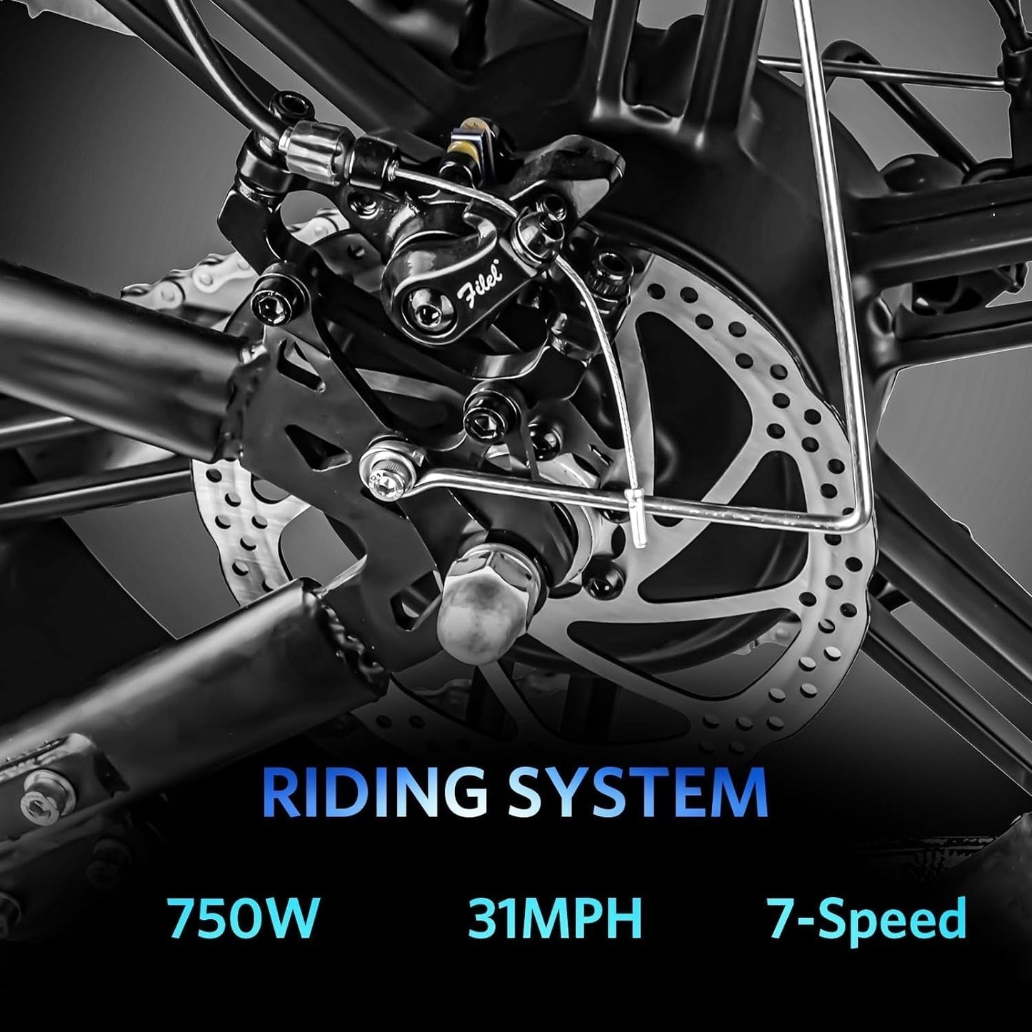 V8 Fat Tire Electric Bike, Electric Mountain Bike with 750W Motor 48V 15Ah Removable Larger Battery, 20'' Fat Tire, 31MPH Max Speed, Shimano 7 Speed,
