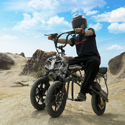 Official S6 Electric Tricycle Bike Ultra Safety Compact Folding 3 Wheel Fold-In-1S Reverse 3-Wheel E-Bike 48V 500W 15.6AH 14'' Hydraulic Brake Shock